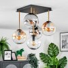Gastor ceiling light, globe light gold, black, 5-light sources