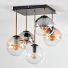 Gastor ceiling light, globe light gold, black, 5-light sources