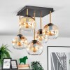 Koyoto ceiling light, globe light gold, black, 5-light sources