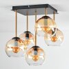 Koyoto ceiling light, globe light gold, black, 5-light sources