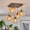 Koyoto ceiling light, globe light gold, black, 5-light sources