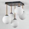 Gastor ceiling light, globe light gold, black, 5-light sources
