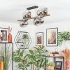 Koyoto ceiling light, globe light gold, black, 8-light sources