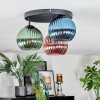 Koyoto ceiling light, globe light blue, green, coppery, 3-light sources