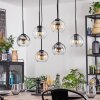 Koyoto hanging light, globe light, pendant light Amber, clear, Smoke-coloured, 6-light sources