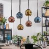 Ripoll hanging light, globe light, pendant light blue, gold, coppery, 6-light sources