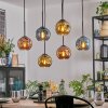 Ripoll hanging light, globe light, pendant light blue, gold, coppery, 6-light sources