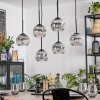 Ripoll hanging light, globe light, pendant light chrome, clear, Smoke-coloured, 6-light sources
