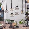 Ripoll hanging light, globe light, pendant light Amber, clear, Smoke-coloured, 6-light sources