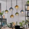 Koyoto hanging light, globe light, pendant light blue, gold, green, clear, 6-light sources