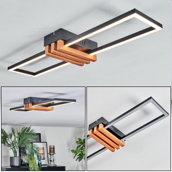 Macos ceiling light LED Wood like finish, black, 1-light source