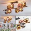 Koyoto ceiling light, globe light gold, black, 8-light sources