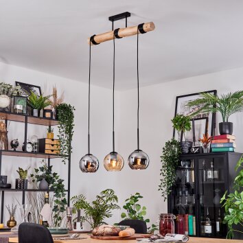 Koyoto hanging light, globe light, pendant light Ecru, black, 3-light sources