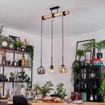 Koyoto hanging light, globe light, pendant light Ecru, black, 3-light sources