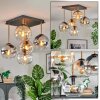 Koyoto ceiling light, globe light gold, black, 5-light sources