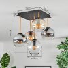 Koyoto ceiling light, globe light gold, black, 5-light sources