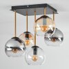 Koyoto ceiling light, globe light gold, black, 5-light sources