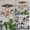 Koyoto ceiling light, globe light gold, black, 5-light sources