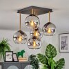 Koyoto ceiling light, globe light gold, black, 5-light sources
