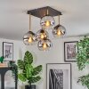 Koyoto ceiling light, globe light gold, black, 5-light sources