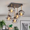 Koyoto ceiling light, globe light gold, black, 5-light sources