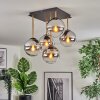 Koyoto ceiling light, globe light gold, black, 5-light sources