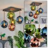 Gastor ceiling light, globe light gold, black, 5-light sources
