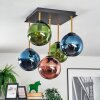 Gastor ceiling light, globe light gold, black, 5-light sources
