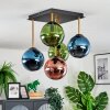 Gastor ceiling light, globe light gold, black, 5-light sources