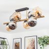 Koyoto ceiling light, globe light gold, black, 8-light sources