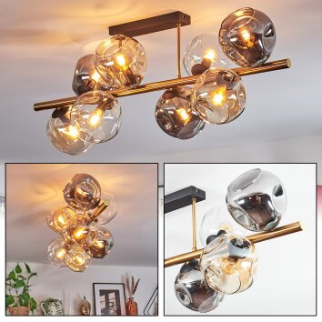 Ripoll ceiling light, globe light gold, black, 8-light sources