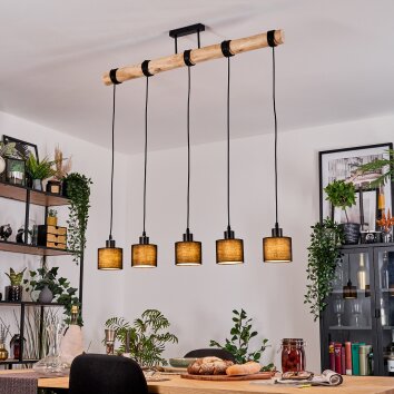 Bassagoda hanging light, pendant light Ecru, black, 5-light sources