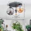 Gastor ceiling light, globe light 30 cm Amber, clear, Smoke-coloured, 3-light sources