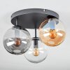 Gastor ceiling light, globe light 30 cm Amber, clear, Smoke-coloured, 3-light sources