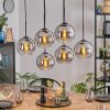 Koyoto hanging light, globe light, pendant light chrome, clear, Smoke-coloured, 6-light sources