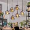 Koyoto hanging light, globe light, pendant light chrome, clear, Smoke-coloured, 6-light sources