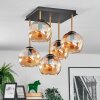 Koyoto ceiling light, globe light gold, black, 5-light sources