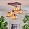 Koyoto ceiling light, globe light gold, black, 5-light sources