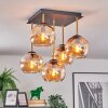 Koyoto ceiling light, globe light gold, black, 5-light sources