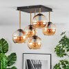 Koyoto ceiling light, globe light gold, black, 5-light sources