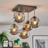 Gastor ceiling light, globe light gold, black, 5-light sources
