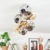 Ripoll ceiling light, globe light gold, black, 8-light sources