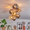 Ripoll ceiling light, globe light gold, black, 8-light sources
