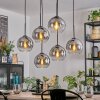 Koyoto hanging light, globe light, pendant light clear, Smoke-coloured, 6-light sources