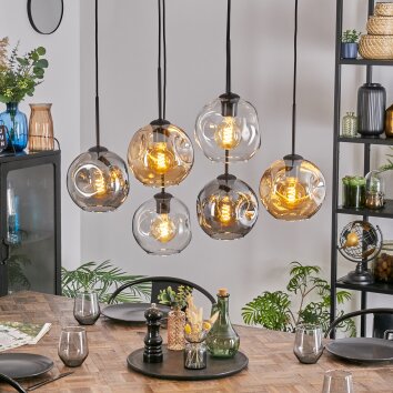 Ripoll hanging light, globe light, pendant light Amber, clear, Smoke-coloured, 6-light sources