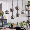Ripoll hanging light, globe light, pendant light chrome, Smoke-coloured, 6-light sources