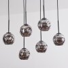 Ripoll hanging light, globe light, pendant light chrome, Smoke-coloured, 6-light sources