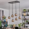 Ripoll hanging light, globe light, pendant light chrome, Smoke-coloured, 6-light sources
