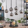 Ripoll hanging light, globe light, pendant light chrome, Smoke-coloured, 6-light sources
