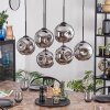 Ripoll hanging light, globe light, pendant light chrome, Smoke-coloured, 6-light sources